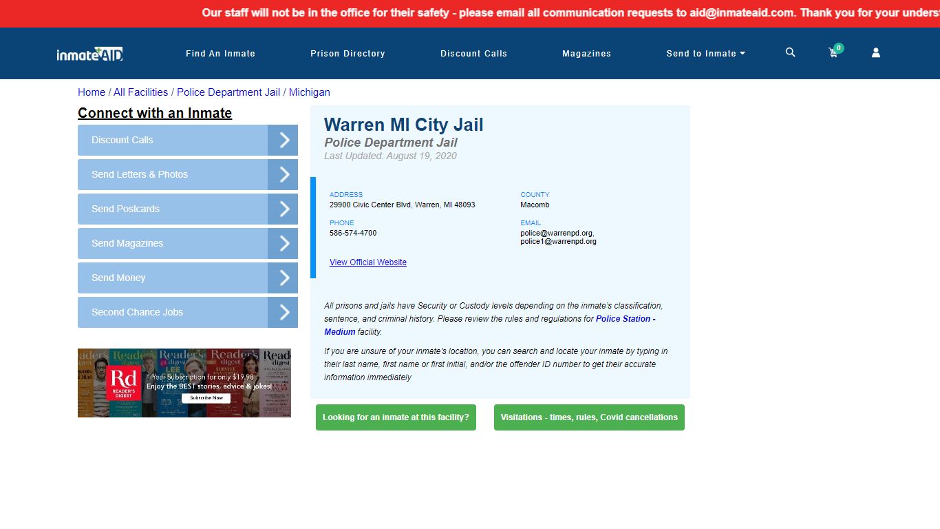 Warren MI City Jail & Inmate Search - Warren, MI