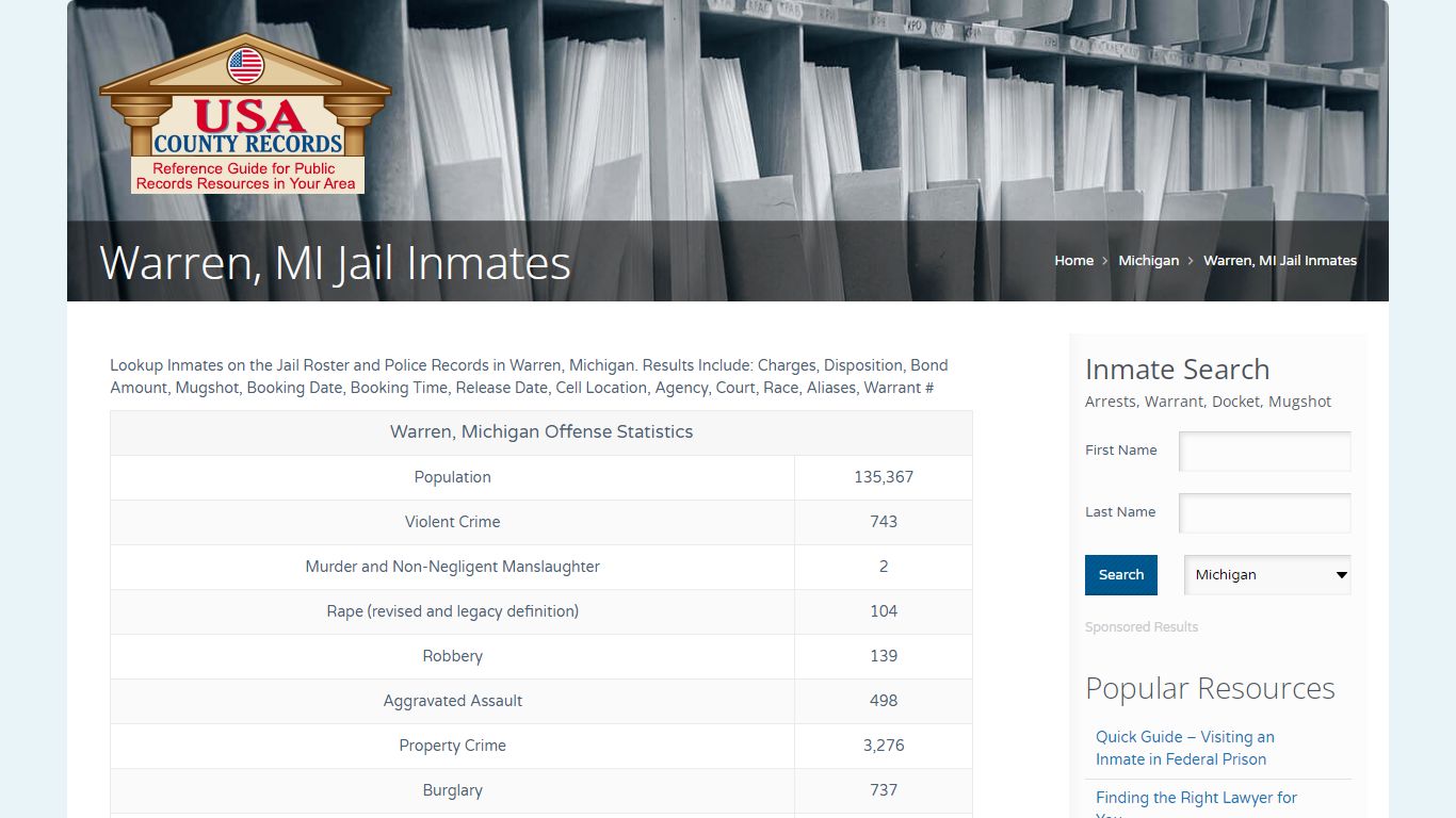 Warren, MI Jail Inmates | Name Search